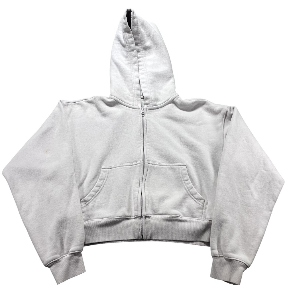 TNA Hoodie Womens Small Gray Cozy Fleece Boyfriend Full Zip Logo Sweatshirt